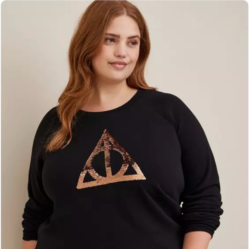 Torrid SZ 00 NEW Harry Potter Deathly Hallows Cozy Fleece Crew Neck Sweatshirt
